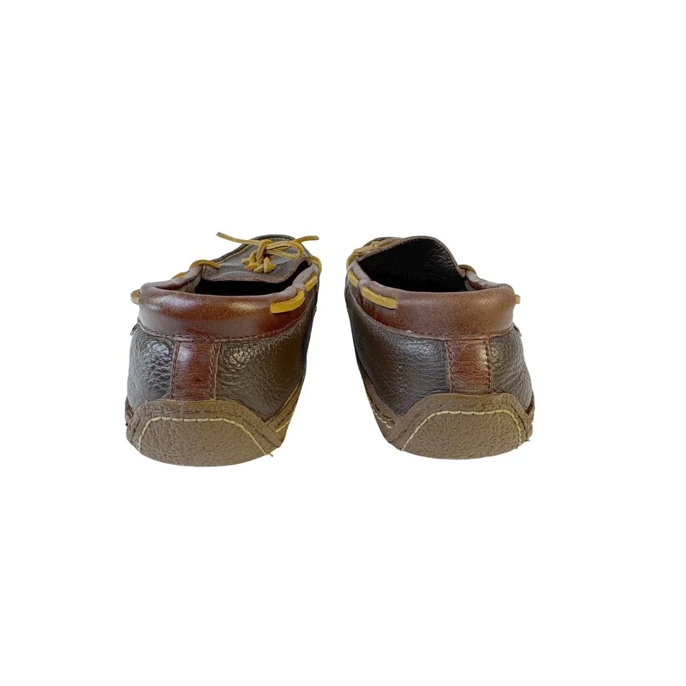 L.L.Bean Handsewn Leather Moccasins Slippers Flannel Lined Mens 12 Brown Leather